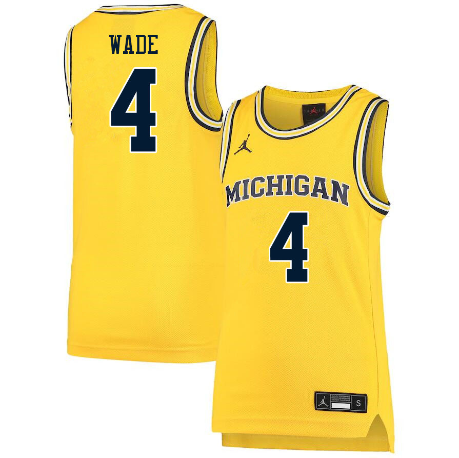 Men #4 Brandon Wade Michigan Wolverines College Basketball Jerseys Sale-Yellow